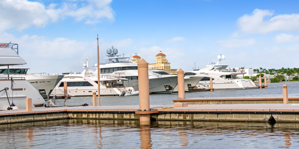 Yachts parked in a Floridian marina